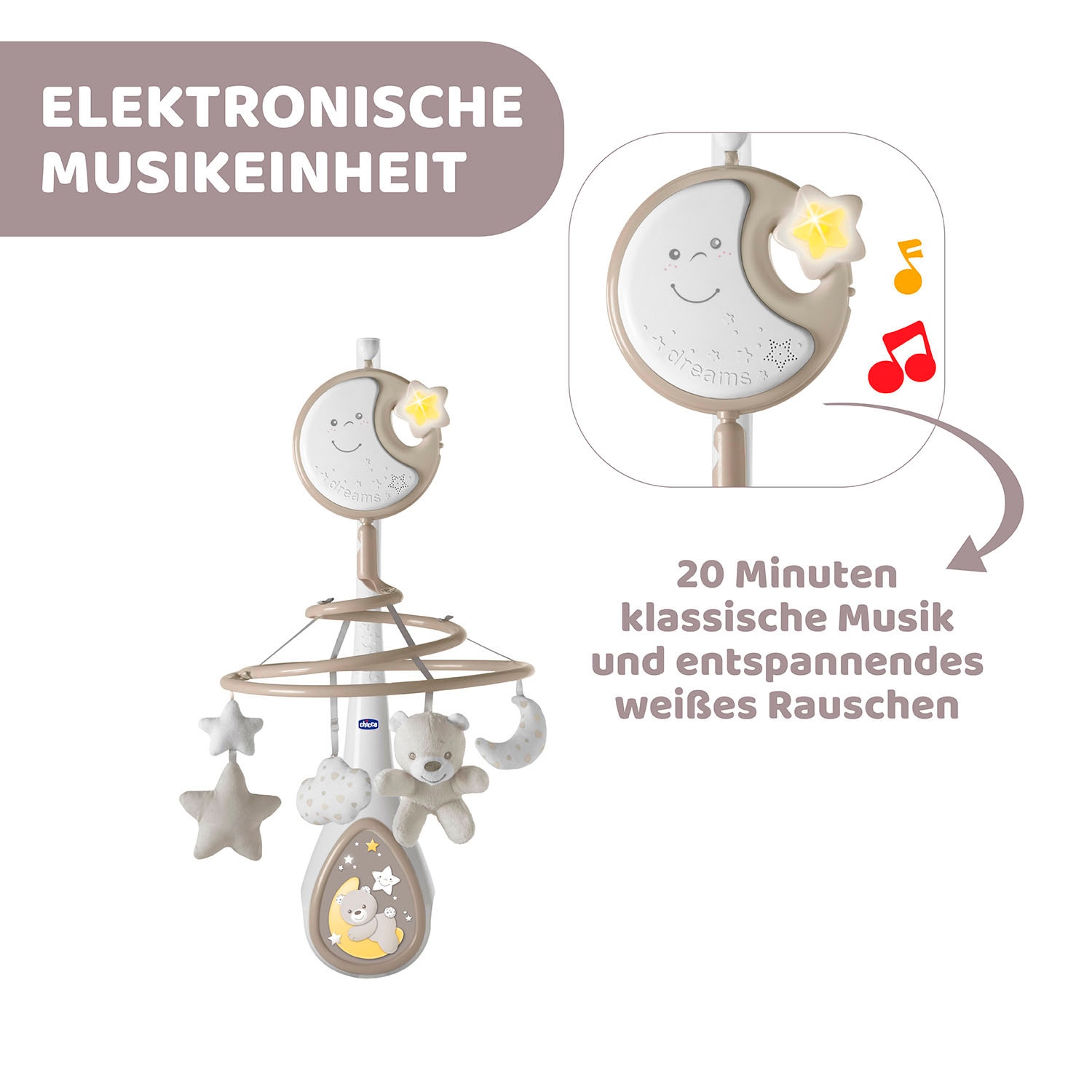 Mobile CHICCO "Next2Dreams, Unisex", grau, Mobilés, KinderB:53cm H:57cm T:25cm, Kunststoff, Mobile, B:53cm H:57cm T:25cm
