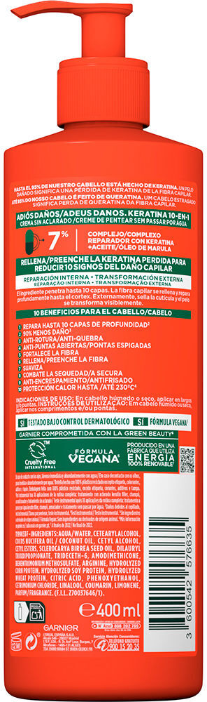 Garnier Creme leave-in Fructis Goodbye Keratin Damage 10 em 1 400 ml