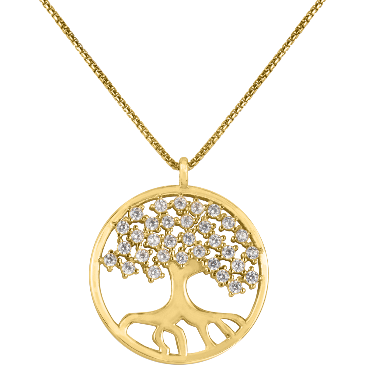 Jacques Lemans Kette Lebensbaum Sterlingsilber vergoldet mit Zirkonia