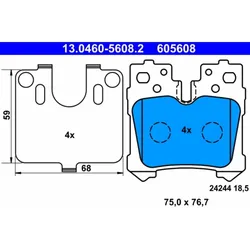 Bremsbelagsatz Scheibenbremse ATE 13.0460-5608.2 für Lexus LS
