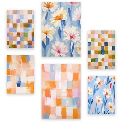 POSTER Set Mit 6 Orange Und Blau Mosaik 1 In Zusammenfassungen A3 & A4 Rahmenlos