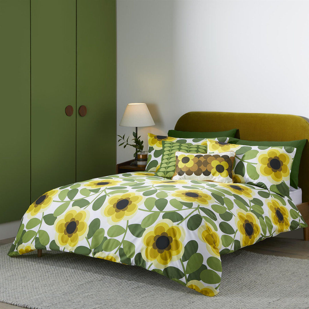 Orla Kiely Giant Water Lily Lemon Twist Bedset Lemontwist Super King Duvet Cover Set+2 Standard Pillowcase