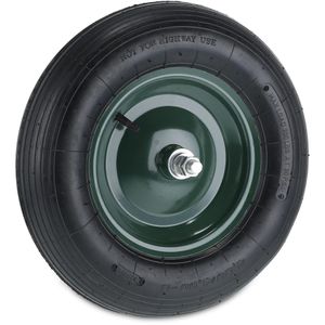 Relaxdays Schubkarrenrad 4.80/4.00-8, luftbereift, 120kg Tragkraft, Ø 390mm, mit Achse & Stahlfelge