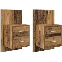vidaXL Wandmontiertes Nachttischchen 2 pcs Altholz 48,5 x 32,5 x 80 cm