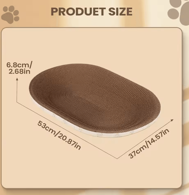 Inspire Curations Oval Corrugated Cat Scratcher Bed & Lounge 53x37cm