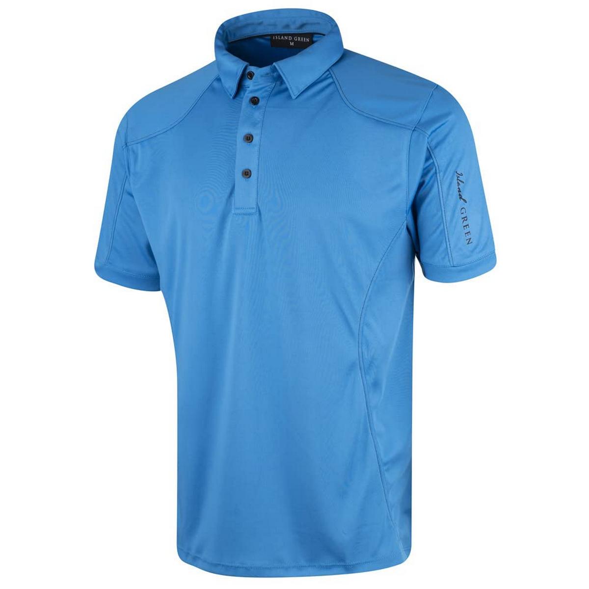 Island Green - Poloshirt Abgesteppt für Herren - Emblem (Himmelsblau)