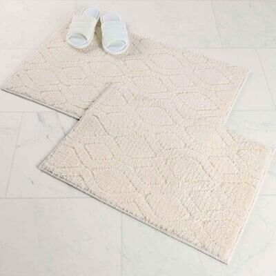 Home City, Inc.-Bath Brou Bath Rug Set, Medium Set of 2, Vanilla