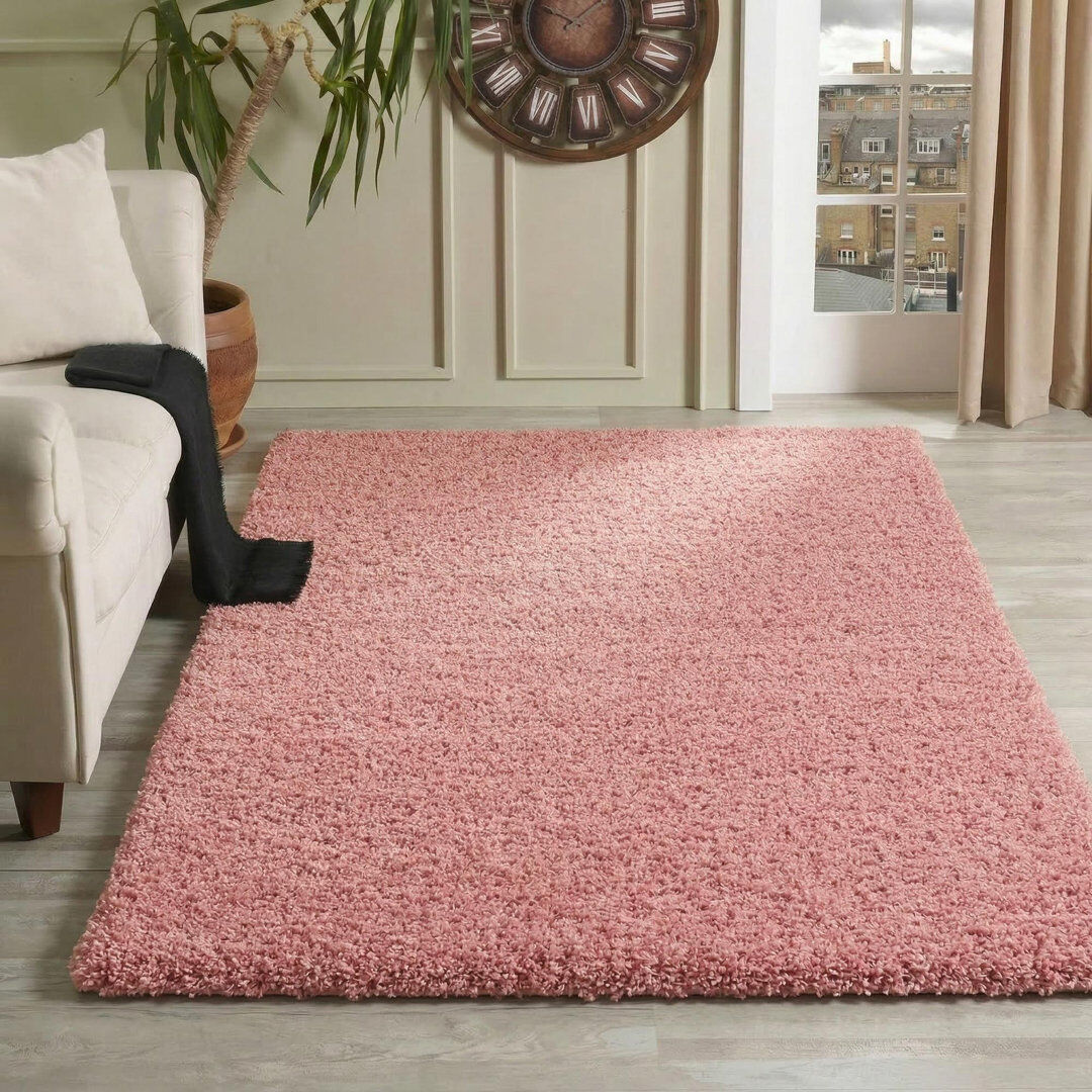 Hashtag Home Esterly Shaggy Area Rug Baby Pink Rectangle 120 x 170cm