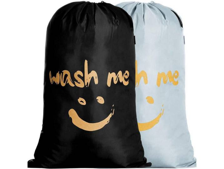 Wäschesammler 2er Set 120L Schwarz/Silbrig, Mehrfarbig, 66x92x66 cm, Haushalt & Reinigung, Wäschepflege, Wäschekörbe & Wäschetonnen