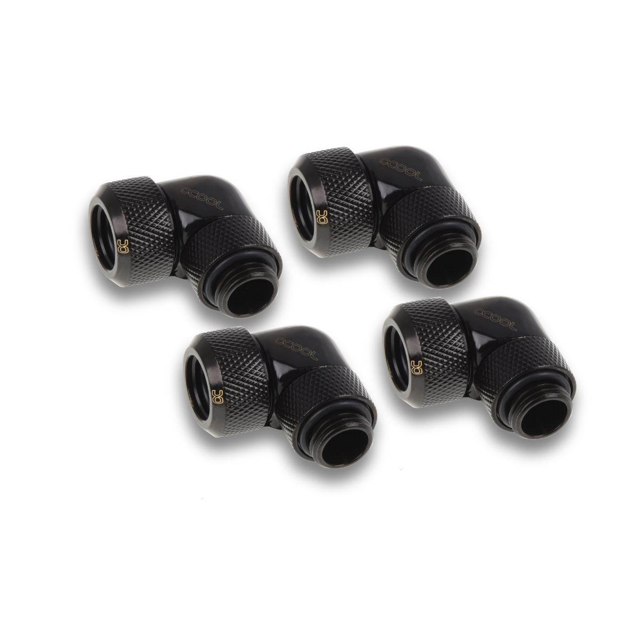 Alphacool Eiszapfen 13mm HardTube Anschraubtülle 90° drehbar G1/4 für Acryl/Messingrohre - 4pcs Set