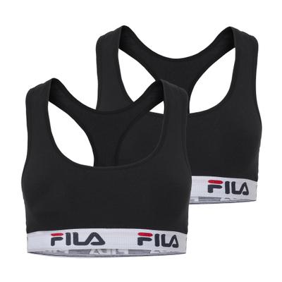 Bustier FILA "WOMAN BUSTIER", Damen, Gr. XS, N-Gr, schwarz, Obermaterial: 95% Baumwolle, 5% Elasthan, unifarben, BHs Bustier, ohne Polsterung und ohne Bügel, Racerbackrücken