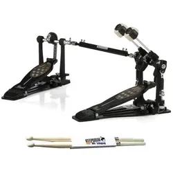 Pearl Doppel-Fussmaschine P-2052C/B Eliminator Limited Edition mit Schlagzeugstöcke 1 Paar, Schlagzeug Zubehör, Schwarz