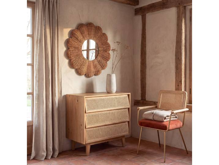Commode avec cannage en rotin, L80 cm