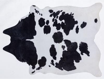 MDA Rugs Rio Collection Black/White Faux Cowhide Printed Rug