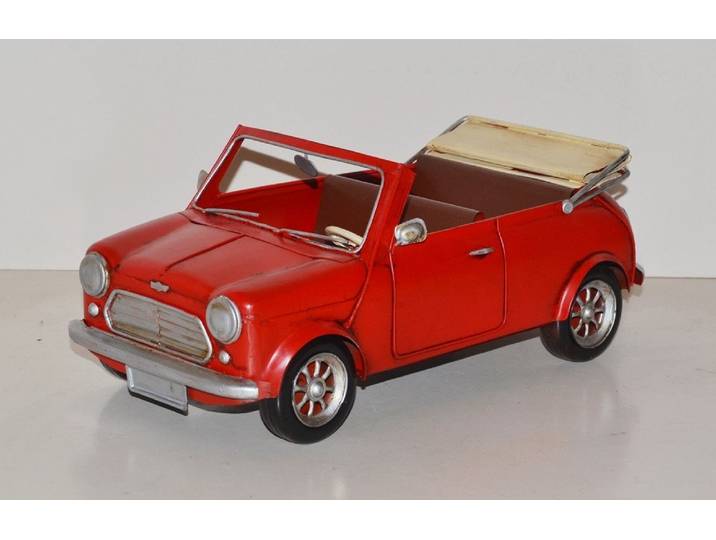 JS GartenDeko Modellauto Modellauto Mini Cooper Cabrio rot Oldtimer L 30 cm Modellwagen