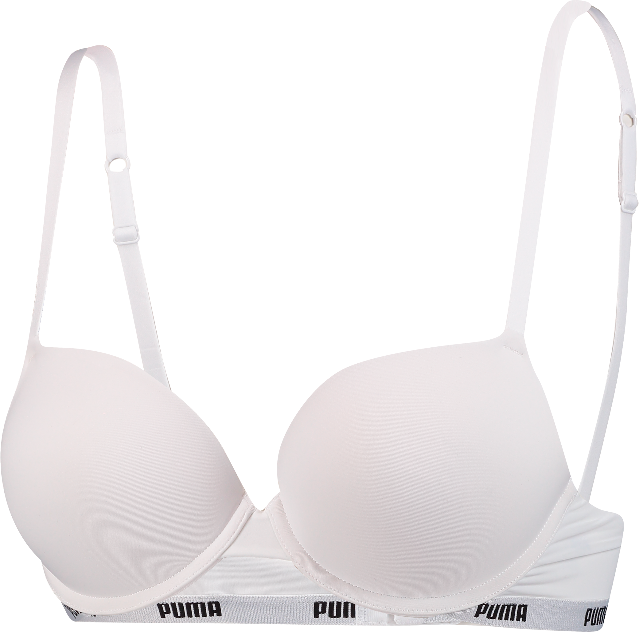 Push-up-BH PUMA "PUMA WOMEN PUSHUP BRA 1P HANG", Damen, Gr. 70, Cup D, weiss (weiß), Obermaterial: 84% Polyamid, 16% Elasthan, BHs Push-up-BH, mit gepolsterten Cups, mit Bügel weiß 70, Cup D