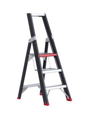 Stufenstehleiter Professional Topline, einseitig, Aluminium, 3 Stufen, schwarz