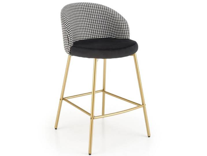 Chaise de bar noire avec dossier pied de poule