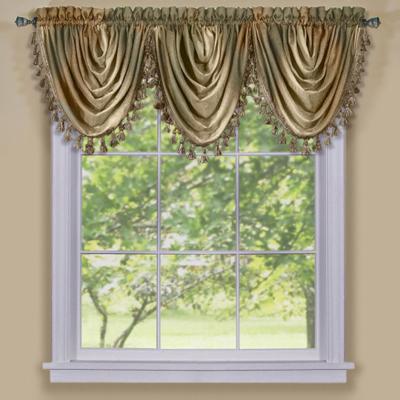 "Wide Width Ombre Waterfall Valance by Achim Home Décor in Earth (Size 46"" W 42"" L)"