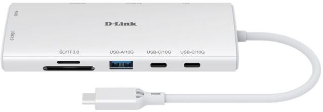 D-Link DUP-A01 Station d'accueil USB-C 10 en 1 Hub USB-C 10 en 1 avec double sortie HDMI 4K, ports USB haut débit, Ethernet Gigabit et alimentation