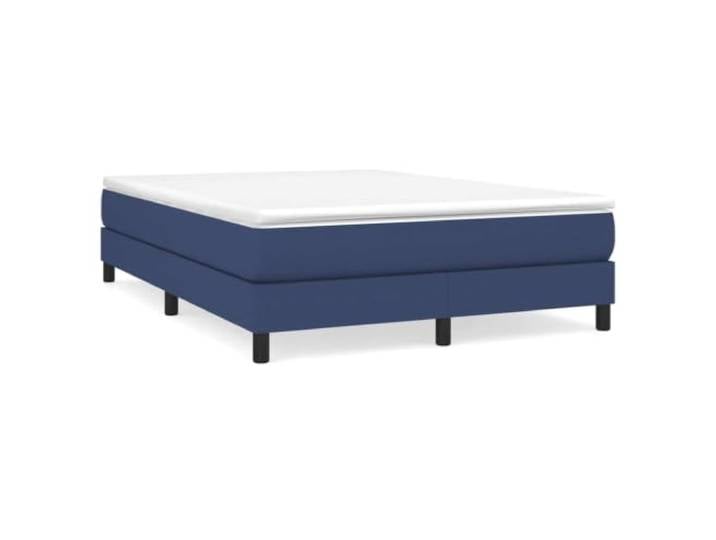 PUGYNBK Boxspringbett mit Stoffmatratze, Blau, 140 x 190 cm Gefederte Federn, mittlere Härte, Holzlatten, atmungsaktiver Schutz