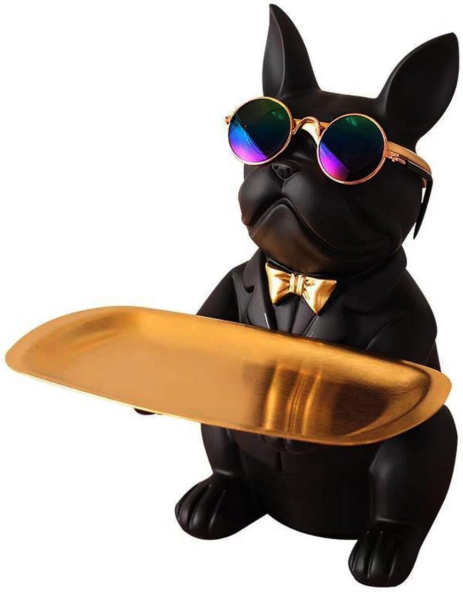 Stijlvol Bulldog Sculptuur als Sleutelopberger en Decoratie voor op tafel