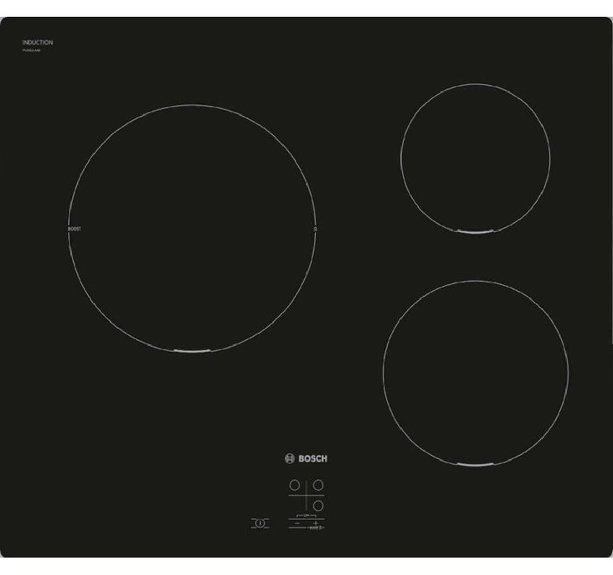 Bosch Series 2 Inductiekookplaat met 3 zones - PUC611AA5E - Zwart - B: 59,2 cm, D: 52,2 cm, H: 5,1 cm