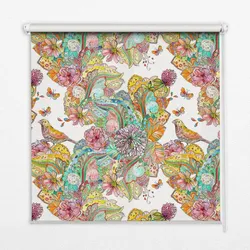 INNENROLLO - Fensterrollo - Rollo - 90x180 cm - Farbenfrohes Muster der Natur