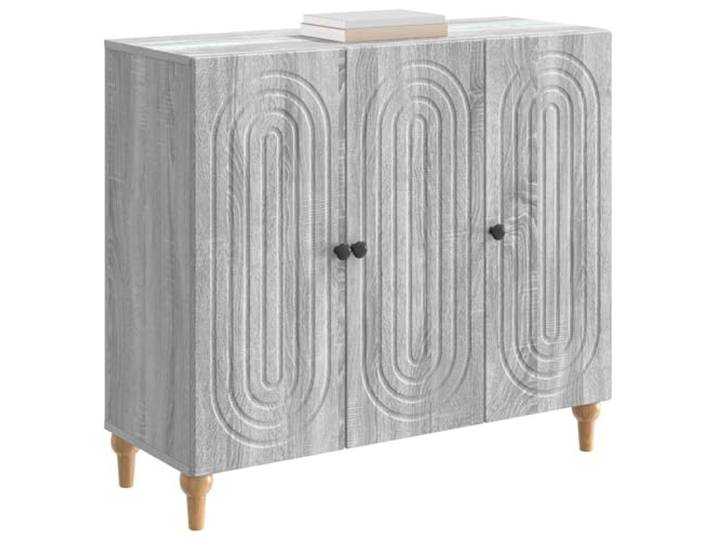 KTHLBRH Sideboard Grau Sonoma 89 x 34,5 x 80 cm Ingenieurholz 3 Türen, Innenablagen, 90 Grad Türen, einfache Wartung, vielseitige Verwendung