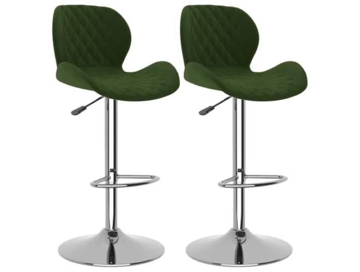 HKLGBVCR Barhocker, Velours, Grün, 2-teilig, drehbar, höhenverstellbar Verchromter Stahlrahmen, 360° drehbar, 110 kg Kapazität, Fußstütze, Gasheber, weicher Velours