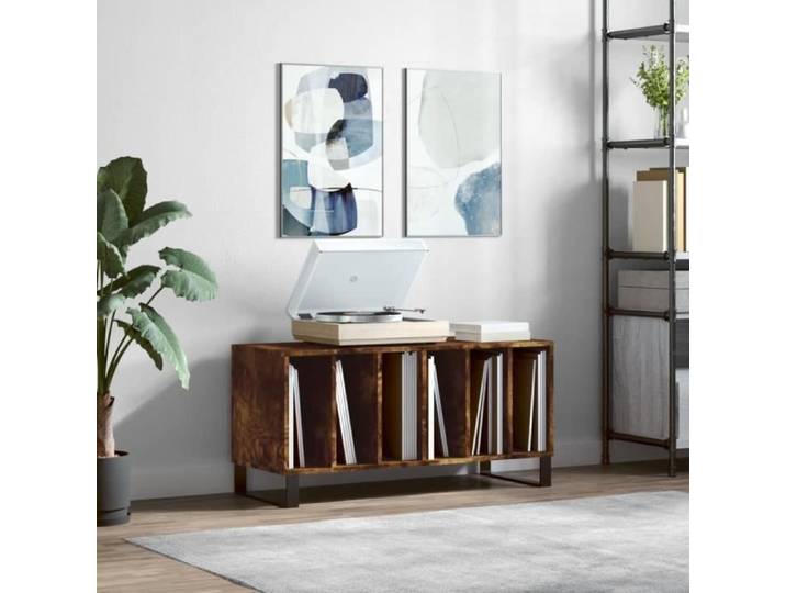 Armoire à disques chêne fumé 100x38x48 cm bois d'ingénierie 831761