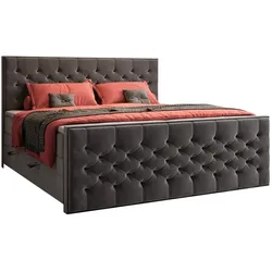 Boxspringbett Lanciano 180 x 200 cm Stoff Grau