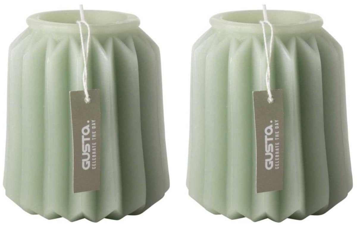 Gusta Figuurkaars Lantaarnvorm Lichtgroen - 2 Stuks - 10,5 cm - Ongeparfumeerd