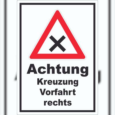 HB-Druck Aufkleber Achtung Kreuzung Vorfahrt rechts A0 (841x1189mm)