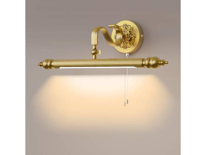 LANMOU LED Spiegellampe Badezimmer, Retro Spiegelleuchte Bad Einstellbar Antik Spiegellicht Metall Schminklicht Vintage Spiegelschrank Schminktisch Wandleuchte Warmweiß Licht 61cm