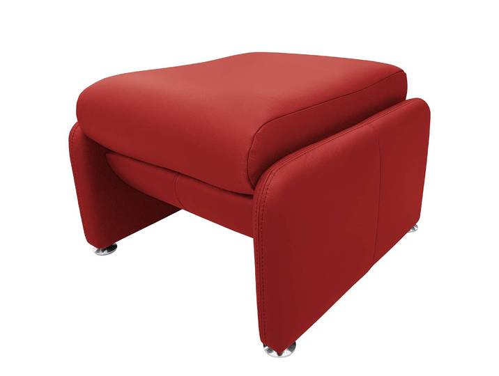 Polsterhocker 60 x 42 x 60cm Rot Echtleder Mabel: Rot