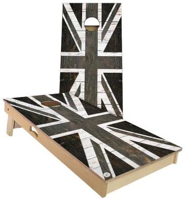 Skip's Garage UK Flag Rustic Outdoor Cornhole Board Set