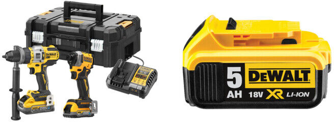 Set DeWalt Akku-Kombopack 18V 5 Ah / 1,7 Ah + DeWalt 18,0V / 5,0 Ah Ersatz-Akku