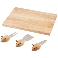 Kikkerland Cheese Board And Mouse Knives, Schneidebrett, Braun