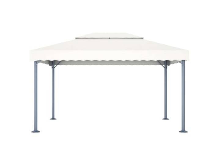 Pavillon 400 x 300 cm Creme Aluminium und Stahl Oxford-Gewebe, PA-UV-Beschichtung, Doppelspitze, Haken und Pass, Traufhöhe 200 cm