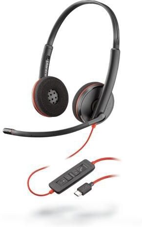 Poly Blackwire C3225 USB-A Stereo Corded Headset with 3.5mm - Black