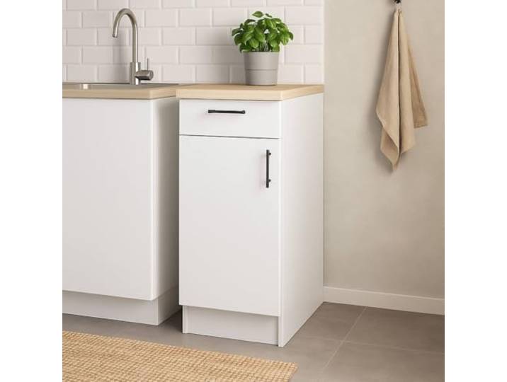 Dmora - Schrank 1 Tür mit Schublade Casnigo, Mischaufbewahrungsmodul, Küchenschrank mit Tür und Schublade, Multifunktionsmodul, 40x60 h90 cm, Weiß und Eiche