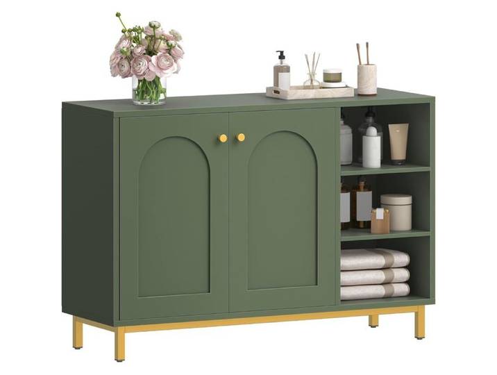 Meuble de Salle de Bain Meuble de Rangement Armoire Salle de Bain Compartiment Ouvert Meuble Bas Rangement Vert Forêt