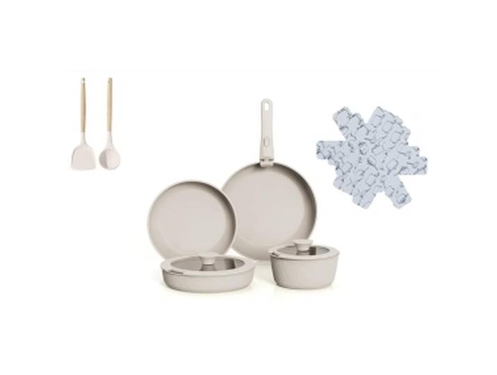Batterie de cuisine Céramique 12 pièces Beige CARREFOUR HOME