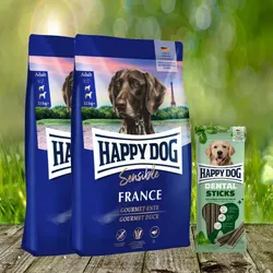 Happy Dog Sensible France 2 x 11 kg + Happy Dog Dental Sticks *geschenkt*