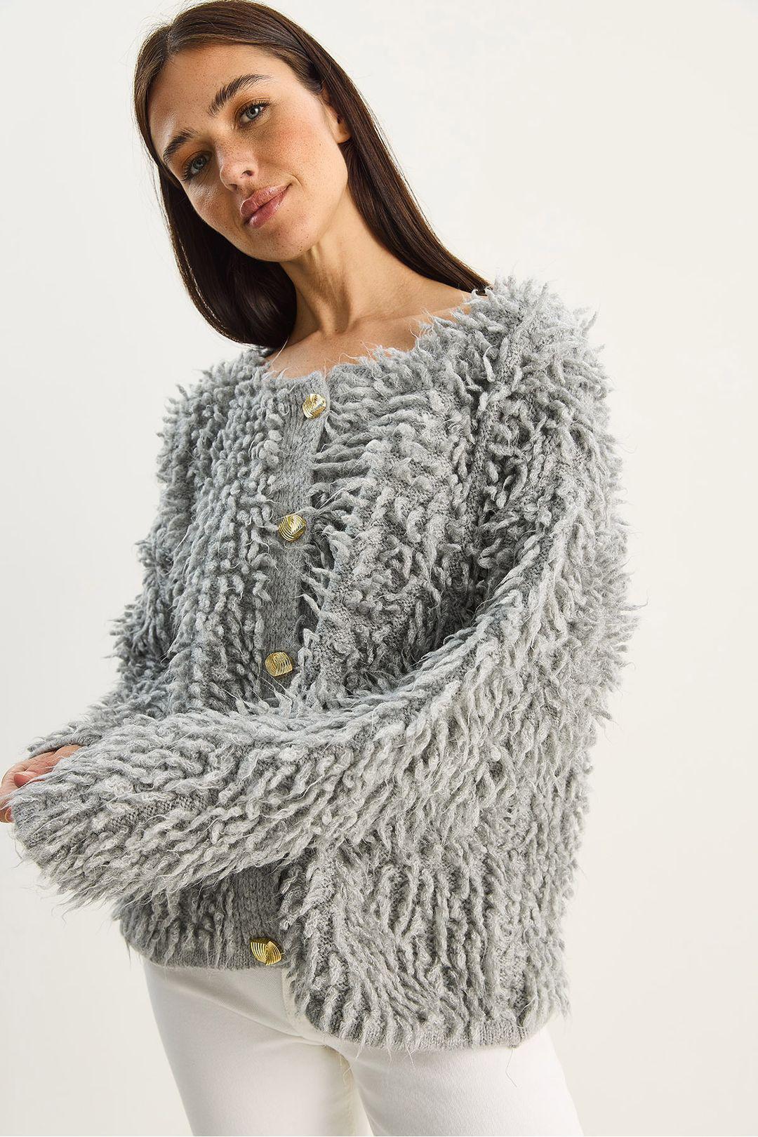 Textured Button-Up Cardigan