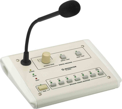 MONACOR PA-6000RC Tischmikrofon, weiß, Kugel, kabelgebunden