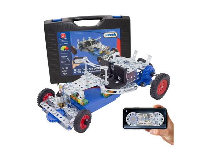 Eitech eitech Retro Car - App gesteuert, 00700 Metallbaukasten, (Modellauto, 240 St., Modellbausatz), frei programmierbar, Made in Germany