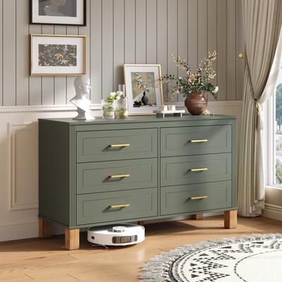 Ostweer Dresser Storage Cabinet with Metal Handles, Drawer Organizer Side Cabinet Hallway Cabinet Chest of Drawers