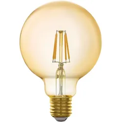 Smart LED Leuchtmittel Vintage Filament Glühbirne E27 Retro Edison Lampe Kugel dimmbar, Glas amber, App Steuerung 5,5W 500Lm 2200K warmweiß, DxH 9,5x14 cm